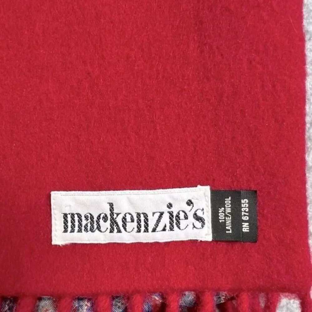 MACKENZIES MENS WOOL SCARF RED/PAISLEY